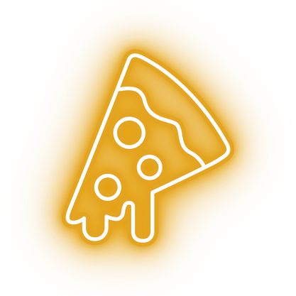Neon yellow cheezy pizza icon